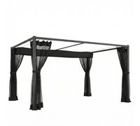 Outsunny Pérgola de Jardín 3x4 m con Techo Retráctil 4 Laterales de Malla UPF30+ Cenador de Jardín para Patio Exterior Gris