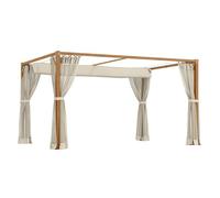 Outsunny pérgola de jardín 4x3 m con marco de aluminio cenador para exterior con techo retráctil mosquiteras laterales de malla para terraza patio natural