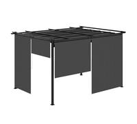 Outsunny Pérgola Jardín 4x3m Con Techo Retráctil y 4 Cortinas Enrollables Protección Solar Gris Oscuro Aosom España