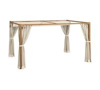 Outsunny pérgola de jardín 4x3 m con marco de aluminio cenador para exterior con techo retráctil mosquiteras laterales de malla para terraza patio natural