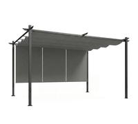 Outsunny Pérgola de Jardín 4x3 m con Techo Retráctil 3 Laterales Enrollables UPF30+ Cenador de Jardín para Patio Exterior Gris