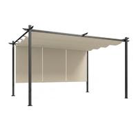 Outsunny Pérgola de Jardín 4x3 m con Techo Retráctil 3 Laterales Enrollables UPF30+ Cenador de Jardín para Patio Exterior Beige