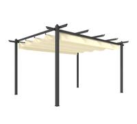 Outsunny Pérgola de Jardín 4x3 m con Techo Retráctil Estructura de Aluminio UPF30+ Orificios de Drenaje Pabellón Exterior Crema