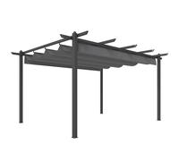 Outsunny Pérgola de Jardín 4x3 m con Techo Retráctil Estructura de Aluminio UPF30+ Orificios de Drenaje Pabellón Exterior Gris