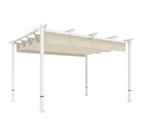 Outsunny Pérgola de Jardín 4x3 m con Techo Retráctil Protección UPF30+ Drenaje Cenador de Jardín para Patio Exterior Beige