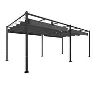 Outsunny Pérgola de Jardín 6x3 m con Techo Retráctil Protección UPF50+ Drenaje Cenador de Jardín para Patio Exterior Gris Oscuro