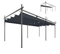 Outsunny Pérgola de Jardín 6x3 m con Techo Retráctil UPF30+ Gris Oscuro Gris oscuro