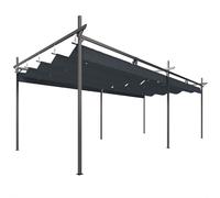 Outsunny Pérgola de Jardín 6x3 m Gazebo con Techo Retráctil de Poliéster Resistente a los Rayos UV Gris Oscuro