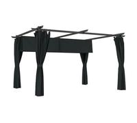 Outsunny pérgola de aluminio con techo retráctil pérgola 4x3 m con paredes laterales cenador con tela de poliéster anti-uv resistente al agua pabellón para jardín patio terraza gris oscuro