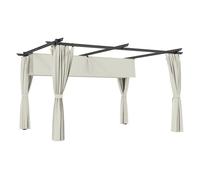 Outsunny pérgola de aluminio con techo retráctil pérgola 4x3 m con paredes laterales cenador con tela de poliéster anti-uv resistente al agua pabellón para jardín patio terraza crema 390 cm