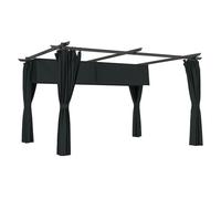 Outsunny pérgola de aluminio con techo retráctil pérgola 4x3 m con paredes laterales cenador con tela de poliéster anti-uv resistente al agua pabellón para jardín patio terraza gris oscuro