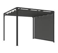 Outsunny Pérgola de Jardín de Aluminio 3x3 m con Techo Retráctil Lateral Enrollable UPF30+ Cenador de Jardín para Exterior Gris