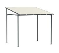 Outsunny pérgola de pared 2,4x2,4 m cenador de jardín con techo inclinado protección uv 30+ impermeable y marco de metal para patio terraza balcón crema