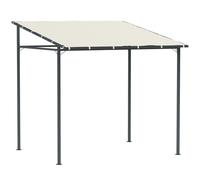 Outsunny Pérgola de Pared 2,4x2,4 m con Techo Inclinado Protección UV 30+ Impermeable Marco de Metal para Patio Terraza Crema