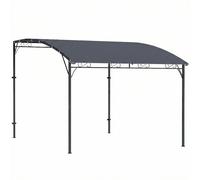 Outsunny Pérgola de Pared 2,8x3,8 m con Techo Inclinado Orificios de Drenaje y Estructura Metálica Gris