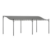 Outsunny Pérgola de Pared 3x6 m con Techo Inclinado Orificios de Drenaje y Estructura Metálica Gris Oscuro