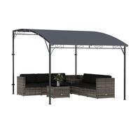 Outsunny pérgola de pared de jardín 2,8x3,8 m, cenador de jardín con techo inclinado, orificios de drenaje y estructura metálica, resistente a la intemperie, para patio, terraza, balcón, gris