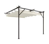 Outsunny pérgola de pared de jardín 3x3 m, cenador de jardín con techo retráctil, protección upf30+, orificios de drenaje y estructura metálica, pabellón para patio, terraza, exterior, blanco crema 29