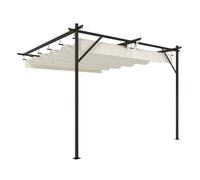 Outsunny pérgola de pared de jardín 3x3 m, cenador de jardín con techo retráctil, protección upf30+, orificios de drenaje y estructura metálica, pabellón para patio, terraza, exterior, blanco crema 29