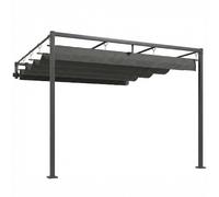Outsunny Pérgola de Pared de Jardín 3x3 m con Techo Retráctil Protección UPF30+ Drenaje Cenador de Jardín para Exterior Gris Aosom España