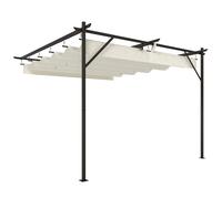 Outsunny Pérgola de Pared de Jardín 3x3 m con Techo Retráctil Protección UPF30+ Drenaje Cenador de Jardín para Exterior Crema Aosom España