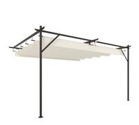 Outsunny Pérgola de Pared de Jardín 4x3 m con Techo Retráctil Protección UPF30+ Drenaje Cenador de Jardín para Exterior Crema Aosom España