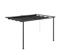 Outsunny Pérgola de Pared para Exterior con Techo Retráctil para Patio Terraza Jardín 390x290x220 cm Gris Oscuro