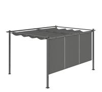 Outsunny Pérgola de Pared o Independiente 4x3 m Cenador con Techo Retráctil Laterales Enrollables Protección UV30+ Gris
