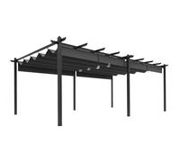 Outsunny Pergola Jardín Exterior Pergola Aluminio 3,6 x 6 m Corrediza para Terraza Estructura de Aluminio + Lona Poliéster - Gris Oscuro