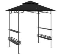 Outsunny Pérgola para barbacoa dosel para jardín gancho en el techo estantes cestas 240 x 150 x 257 cm gris oscuro Aosom España