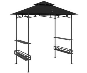 Outsunny Pérgola para barbacoa dosel para jardín gancho en el techo estantes cestas 240 x 150 x 257 cm gris oscuro Aosom España