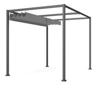 Outsunny Pérgola para Terraza 3x2 m Cenador de Jardín con Techo Retráctil de Poliéster con Recubrimiento Resistente Gris Aosom España