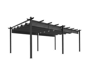 Outsunny Pérgola retráctil 3,5x6 m pérgola para terraza estructura de aluminio + tela de poliéster - Gris oscuro Aosom España
