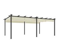 Outsunny Pérgola retráctil 3,5x6 m pérgola para terraza estructura en aluminio + tela de poliéster - Beige Aosom España
