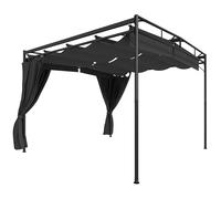 Outsunny Pérgola Retráctil 3x3 m con Cortinas para Terraza, 300x300x220 cm, Gris Oscuro Aosom España