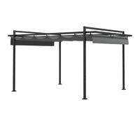 Outsunny Pérgola Retráctil 3x4m para Terraza con Toldo Retráctil y 12 Orificios de Drenaje Gris Oscuro Aosom España