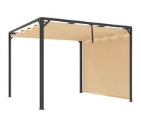 Outsunny Pérgola Retráctil de Aluminio 3x3 m con Techo Ajustable Cortina Enrollable y Protección UV para Jardín o Terraza Caqui