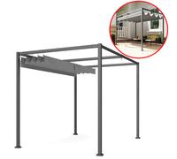 Outsunny Pérgola Retráctil Deslizante 3x2m Gris Metal Epoxi 180g/m2 Anti-UV