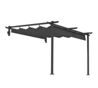 Outsunny Pérgola Techo terraza 3x3m Aluminio Pared Gris Oscuro | Cubierta de terraza, pabellón de jardín, techo ajustable, protección solar para terraza y jardín