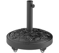 Outsunny Pie de parasol, base de parasol exterior de resina 21 kg, para mástil de Ø 32/38/48 mm, con ruedas, Ø 49 x 42 cm, negro Aosom España