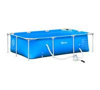 Outsunny Piscina Desmontable Tubular 252x152x65 cm con Depuradora de Cartucho 1200L/H Rectangular para Adultos y Niños 2163L Azul Aosom España