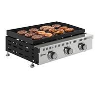 Outsunny - Plancha de gas de 9 kW, 3 quemadores de acero inoxidable, superficie de cocción 56,5 x 33 cm, con bandeja de recuperación de grasa, propano/butano/GLP, portátil para camping, picnic y