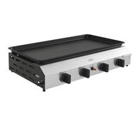 Outsunny Plancha de gas de acero inoxidable esmaltado placa de cocción 4 quemadores 9,6 kW antiadherente gran superficie de cocción 73 x 34 cm, transportable