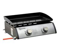 Outsunny Plancha de Gas Sobremesa 2 Quemadores 48,5x48x21cm Negro Plata | Quemadores de Acero Inoxidable, 6kW, Barbacoa Portátil con Plancha, para Picnic Camping