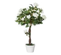 Outsunny Planta Artificial de Camelia 90 cm Árbol Artificial en Maceta Decorativa Anti-UV para Interior y Exterior Hogar Salón Oficina Ø18x90 cm Verde
