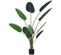 Outsunny Planta de Decoración Artificial de Palma Árbol Realista con Maceta 10 Hojas Ф18x180cm para Exterior e Interior No Requiere Instalación