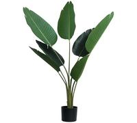 Outsunny Planta de Decoración Artificial de Palma Árbol Realista con Maceta 7 Hojas para Interior No Requiere Instalación Ø15x120 cm Verde