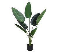 Outsunny Planta de Decoración Artificial de Palma Árbol Realista con Maceta 7 Hojas para Interior No Requiere Instalación Ø15x120 cm Verde