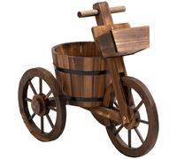 Outsunny Porte Maceta Triciclo - estante de Macetas de Flores - jardinera 52x31x45,5 cm - Madera de Pino Aosom España