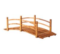 Outsunny Puente de Aro de Madera con Pasamanos Puente de Jardín para Decoración Patio Carga 200 kg 185x72x58 cm Natural Aosom España